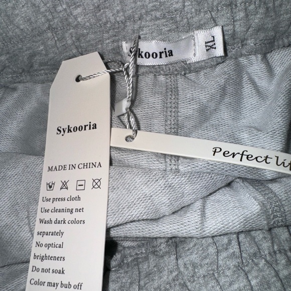 Sykooria Light Gray Athletic Men's Cotton Sweatpants with Zipper Pockets Size XL - Picture 4 of 15